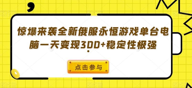 惊爆来袭全新俄服永恒游戏单台电脑一天变现300+稳定性极强-瀚洪创业网