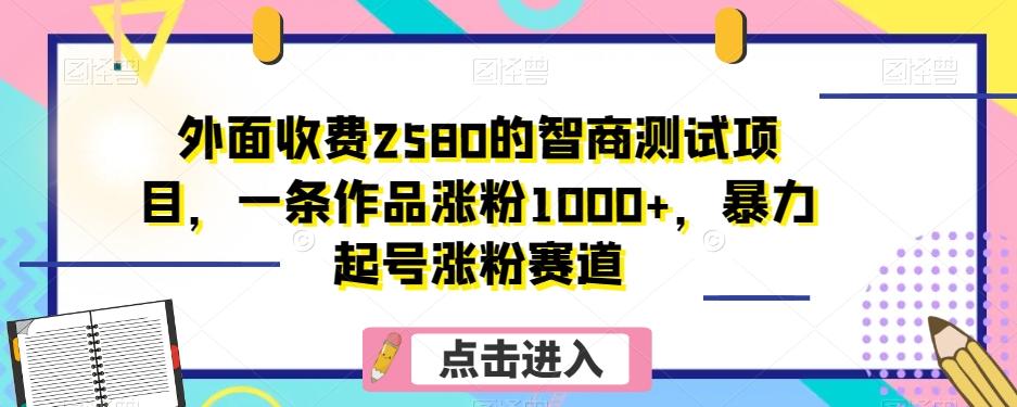 外面收费2580的智商测试项目，一条作品涨粉1000+，暴力起号涨粉赛道【揭秘】-瀚洪创业网