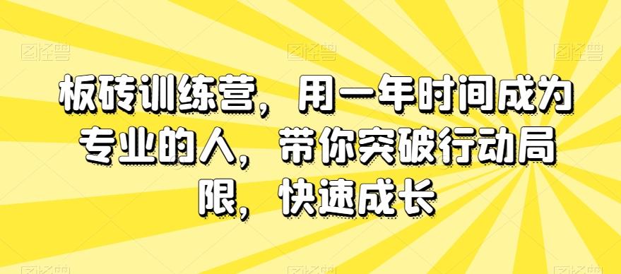 板砖训练营，用一年时间成为专业的人，带你突破行动局限，快速成长-瀚洪创业网