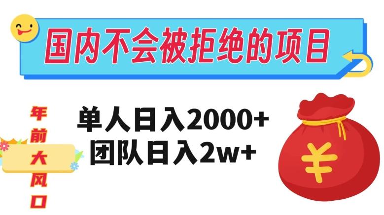 在国内不怕被拒绝的项目，单人日入2000，团队日入20000+【揭秘】-瀚洪创业网