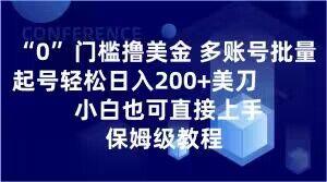 0门槛撸美金，多账号批量起号轻松日入200+美刀，小白也可直接上手，保姆级教程【揭秘】-瀚洪创业网