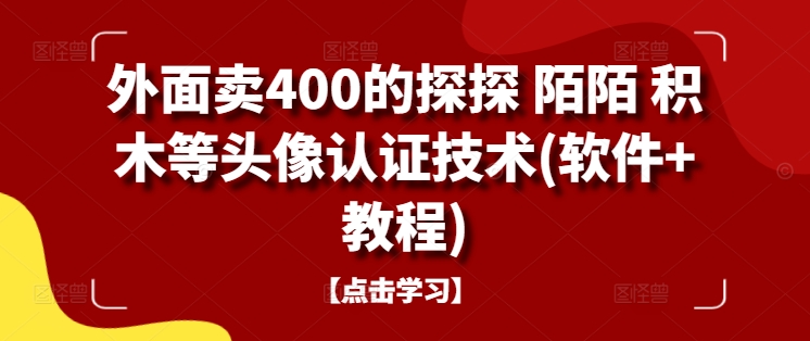 外面卖400的探探 陌陌 积木等头像认证技术(软件+教程)-瀚洪创业网