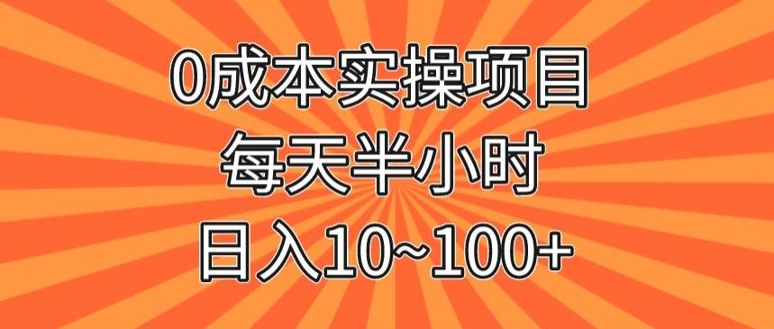0成本实操项目，每天半小时，日入10~100+-瀚洪创业网