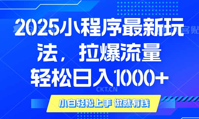 2025年小程序最新玩法，流量直接拉爆，单日稳定变现1000+-瀚洪创业网