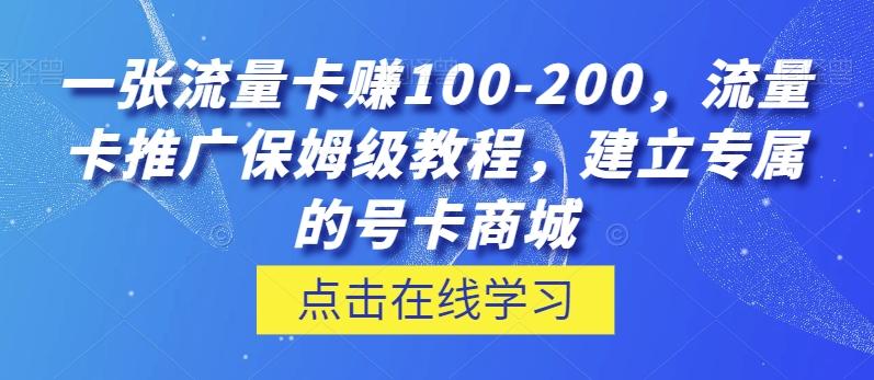 一张流量卡赚100-200，流量卡推广保姆级教程，建立专属的号卡商城-瀚洪创业网