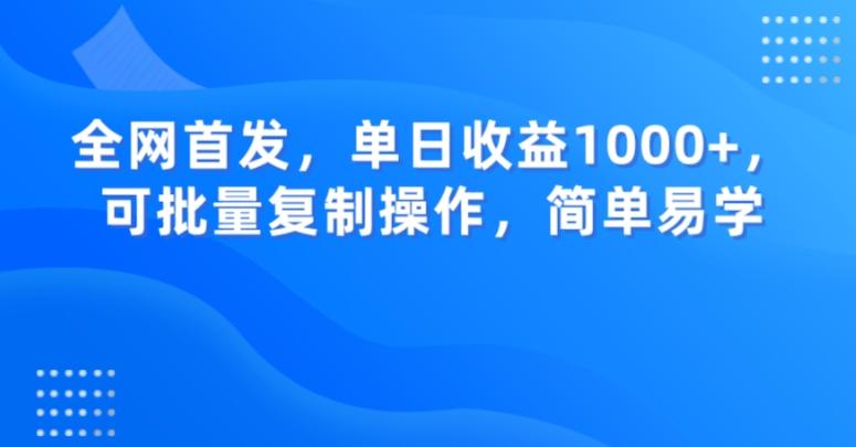 全网首发，单日收益1000+，可批量复制操作，简单易学【揭秘】-瀚洪创业网