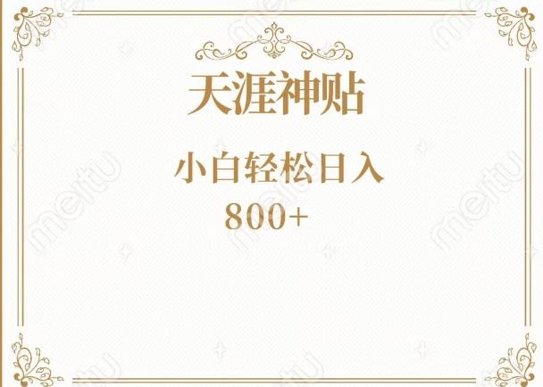 神级项目！天涯神贴再现江湖！小白轻松入手，三个月变现10w+-瀚洪创业网