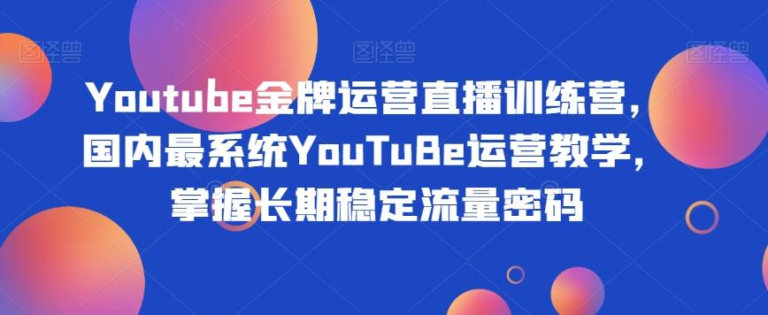 Youtube金牌运营直播训练营，国内最系统YouTuBe运营教学，掌握长期稳定流量密码-瀚洪创业网