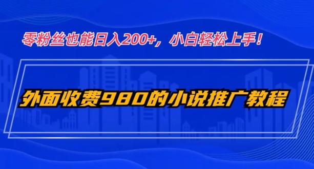 外面收费980的小说推广教程：零粉丝也能日入200+，小白轻松上手！-瀚洪创业网