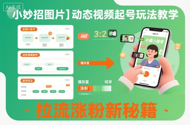 小妙招图片＋动态视频起号玩法教学，拉流涨粉新秘籍-瀚洪创业网