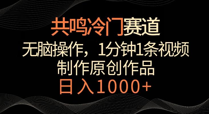 共鸣冷门赛道，无脑操作，一分钟一条视频，日入1000+【揭秘】-瀚洪创业网