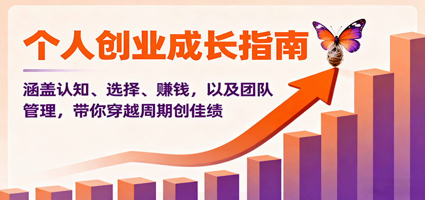 个人创业成长指南：涵盖认知、选择、赚钱，以及团队管理，带你穿越周期创佳绩-瀚洪创业网