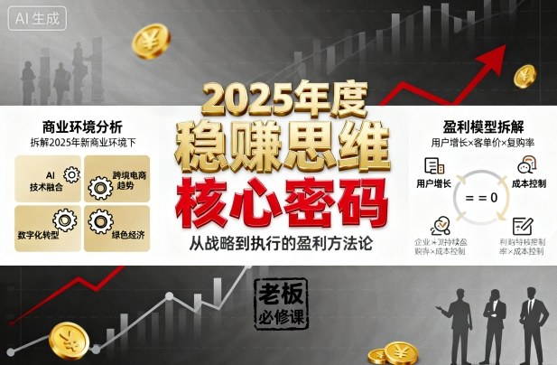 2025年度稳賺思维老板创业营，拆解2025年新商业环境下，企业实现持续盈利的核心密码-瀚洪创业网