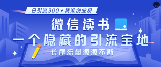 微信读书，一个隐藏的引流宝地，不为人知的小众打法，日引流300+精准创业粉，长尾流量源源不断-瀚洪创业网