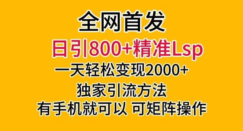 全网首发！日引800+精准老色批，一天变现2000+，独家引流方法，可矩阵操作【揭秘】-瀚洪创业网