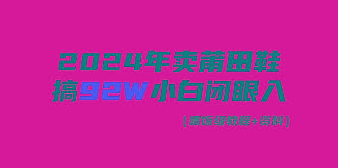 (9329期)2024年卖莆田鞋，搞了92W，小白闭眼操作！-瀚洪创业网