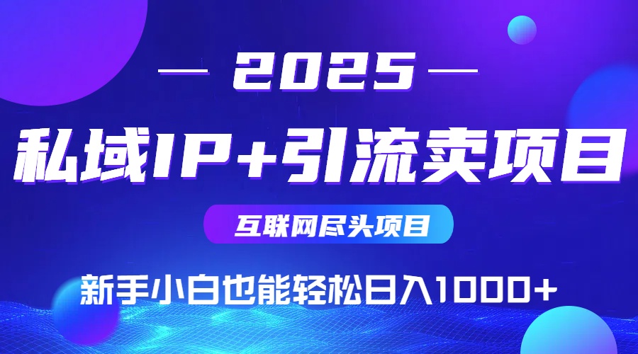 2025网创尽头项目，私域IP+引流，新手小白也能在家日入1000+-瀚洪创业网