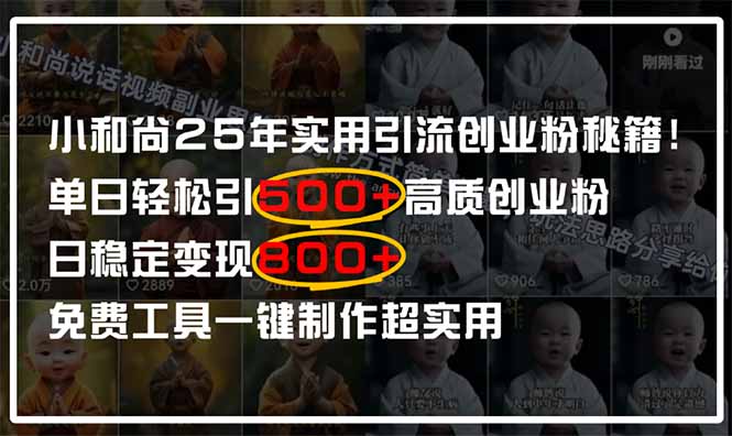 小和尚2025年实用引流秘籍！单日轻松引500+高质量创业粉，日变现800+，...-瀚洪创业网