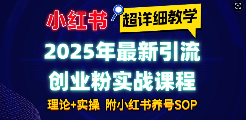 2025年最新小红书引流创业粉实战课程【超详细教学】小白轻松上手，月入1W+，附小红书养号SOP-瀚洪创业网