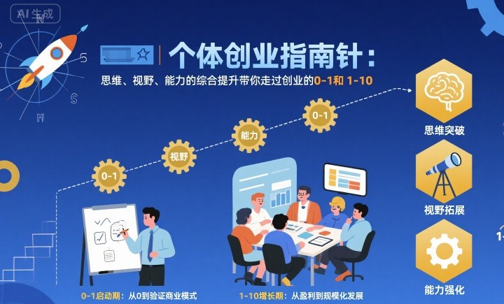 个体创业指南针，思维、视野、能力的综合提升带你走过创业的0-1和1-10【音频】-瀚洪创业网