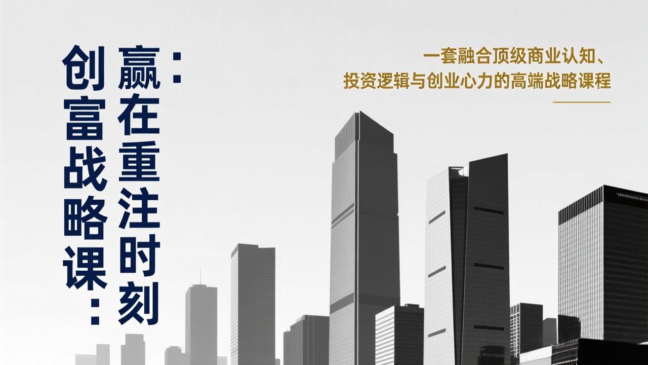 《创富战略课：赢在重注时刻》一套融合顶级商业认知、投资逻辑与创业心力的高端战略课程-瀚洪创业网
