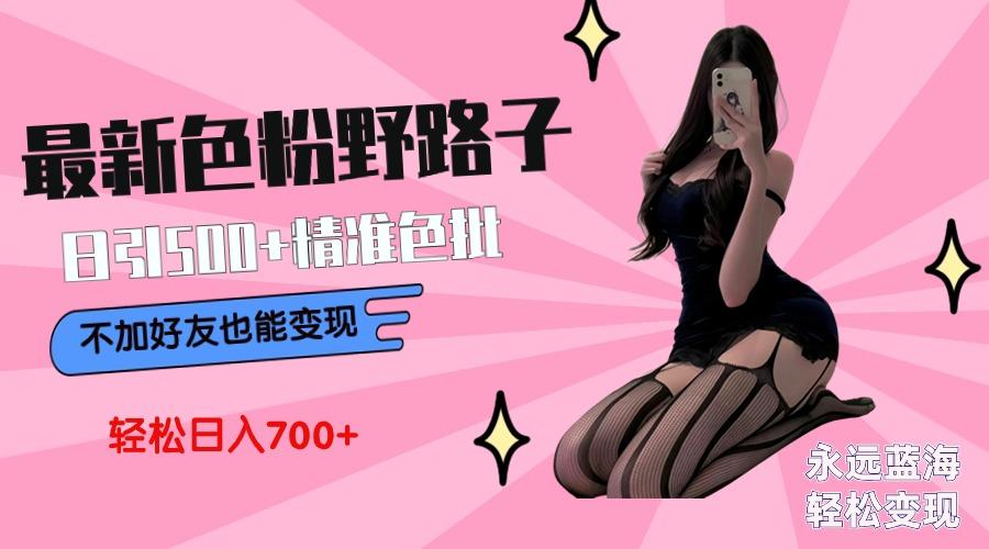 最新色粉变现野路子，日引500+老色批 可不加好友直接变现 小白轻松日入700+-瀚洪创业网
