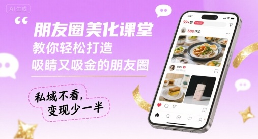 朋友圈美化课堂，教你轻松打造，吸睛又吸金的朋友圈，私域不看，变现少一半-瀚洪创业网