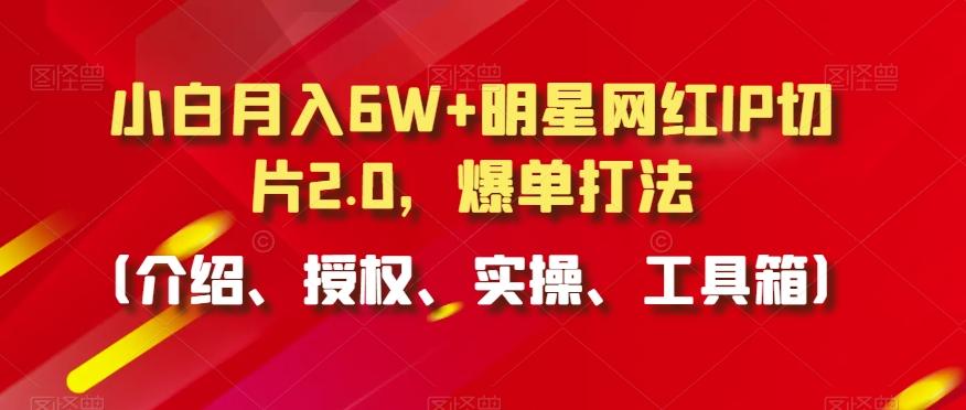 小白月入6W+明星网红IP切片2.0，爆单打法(介绍、授权、实操、工具箱)【揭秘】-瀚洪创业网