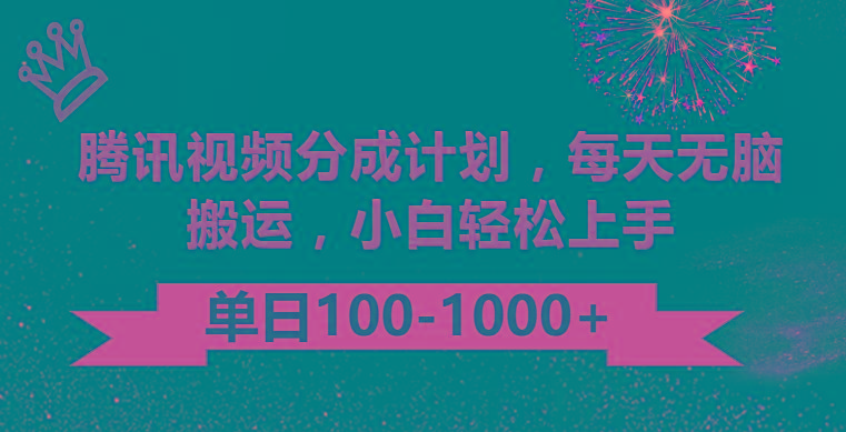 腾讯视频分成计划最新玩法，无脑搬运，日入100-1000-瀚洪创业网