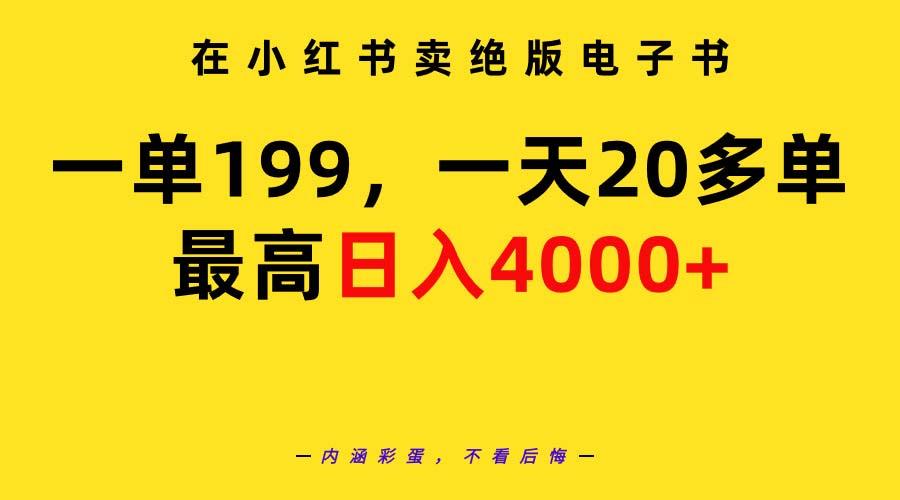 (9401期)在小红书卖绝版电子书，一单199 一天最多搞20多单，最高日入4000+教程+资料-瀚洪创业网