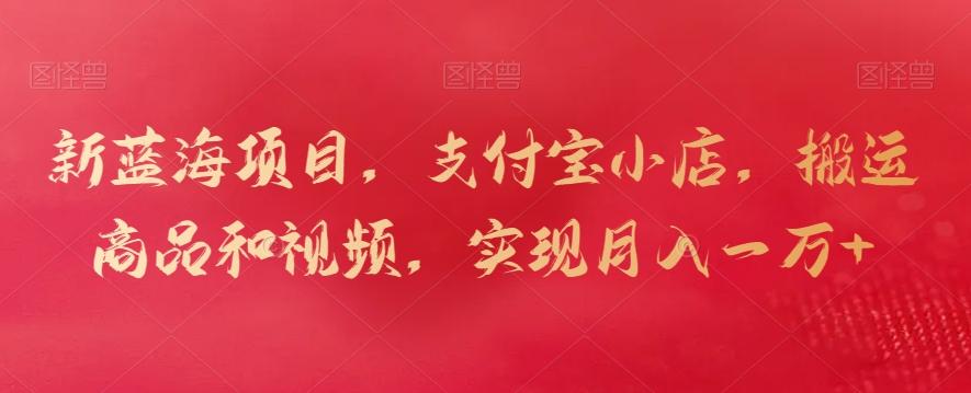 新蓝海项目，支付宝小店，搬运商品和视频，实现月入一万+【揭秘】-瀚洪创业网