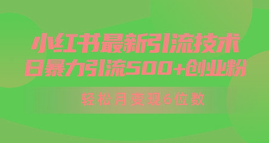 (9871期)日引500+月变现六位数24年最新小红书暴力引流兼职粉教程-瀚洪创业网