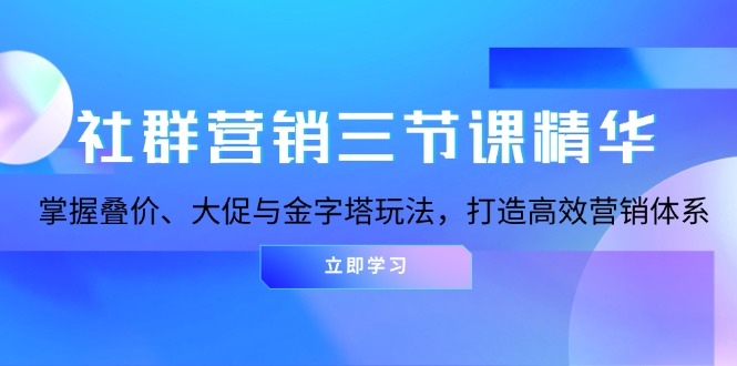 社群营销三节课精华：掌握叠价、大促与金字塔玩法，打造高效营销体系-瀚洪创业网