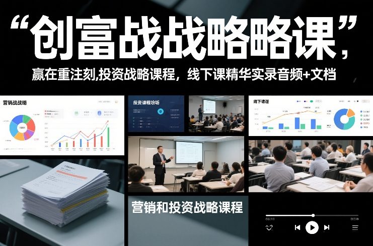 创富战略课，赢在重注时刻，营销和投资战略课程，线下课精华实录音频+文档-瀚洪创业网