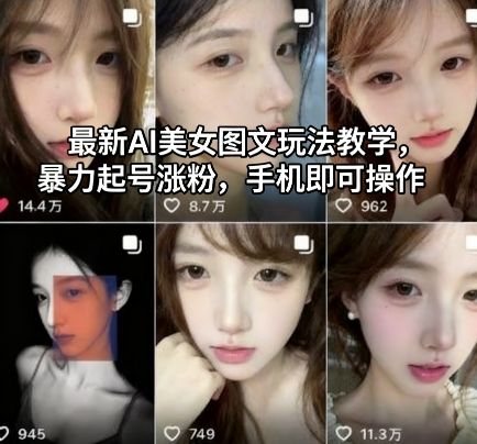最新AI美女图文玩法教学，暴力起号涨粉，手机即可操作-瀚洪创业网