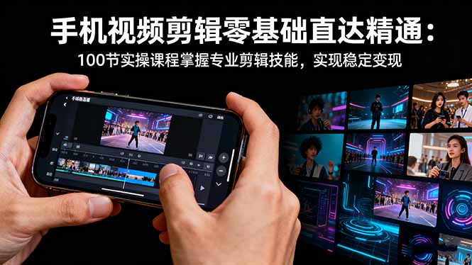 手机视频剪辑零基础直达精通：100节实操课程掌握专业剪辑技能，实现稳...-瀚洪创业网