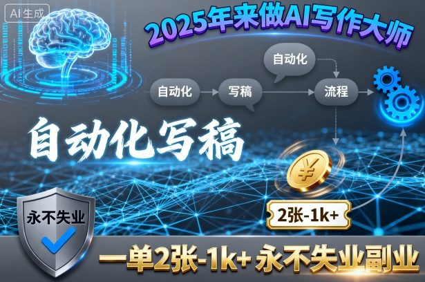 2025年来做AI写作大师，自动化写稿，一单2张-1k+，永不失业副业-瀚洪创业网