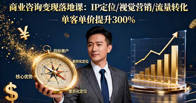 商业咨询变现落地课：IP定位/视觉营销/流量转化，单客单价提升300%-瀚洪创业网