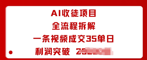 AI收徒项目全流程拆解一条视频成交35单日利润突破1k+-瀚洪创业网