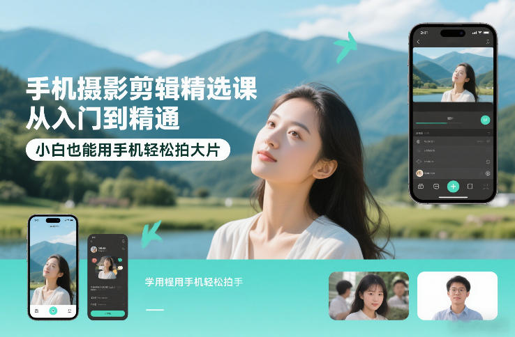 手机摄影剪辑精选课，从入门到精通，小白也能用手机轻松拍大片-瀚洪创业网