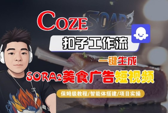 Coze扣子智能体工作流一键生成“SORA2美食广告“短视频，全流程保姆级教学-瀚洪创业网