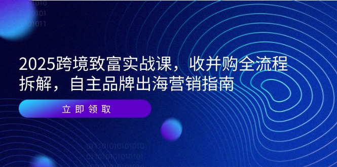2025跨境致富实战课，收并购全流程拆解，自主品牌出海营销指南-瀚洪创业网