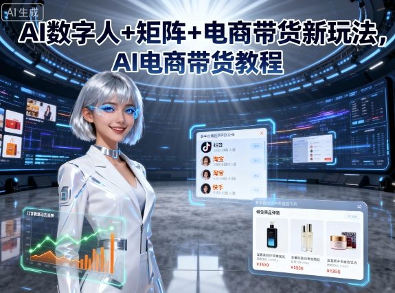AI数字人+矩阵+电商带货新玩法，AI电商带货教程-瀚洪创业网