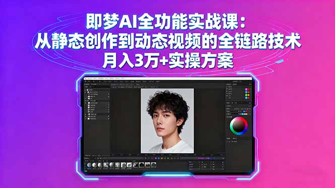 即梦AI全功能实战课：从静态创作到动态视频的全链路技术 月入3万+实操方案-瀚洪创业网