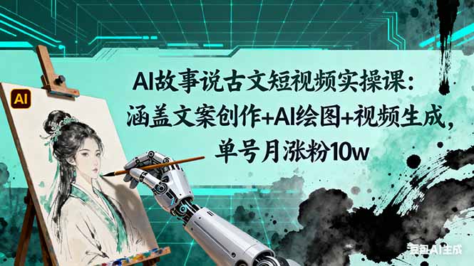 AI故事说古文短视频实操课：涵盖文案创作+AI绘图+视频生成，单号月涨粉10w-瀚洪创业网