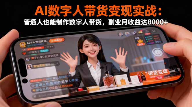 AI数字人带货变现实战：普通人也能制作数字人带货，副业月收益达8000+-瀚洪创业网
