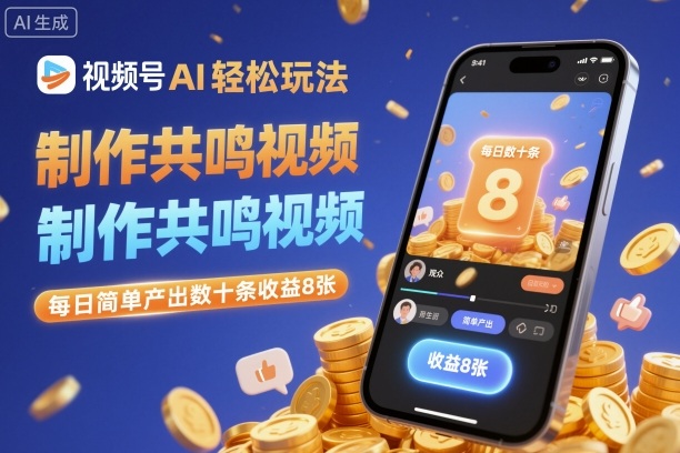 视频号AI轻松玩法，制作共鸣视频，每日简单产出数十条收益8张-瀚洪创业网