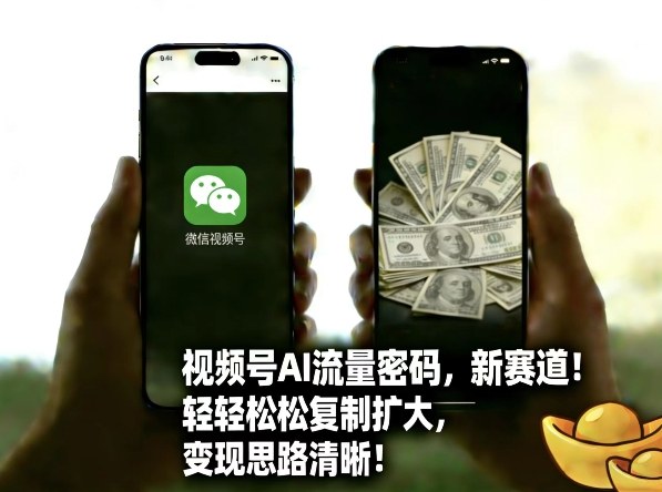 视频号AI流量密码新赛道，轻轻松松复制扩大，变现思路清晰-瀚洪创业网