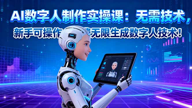 AI数字人制作实操课：无需技术，新手可操作，免费无限生成数字人技术！-瀚洪创业网
