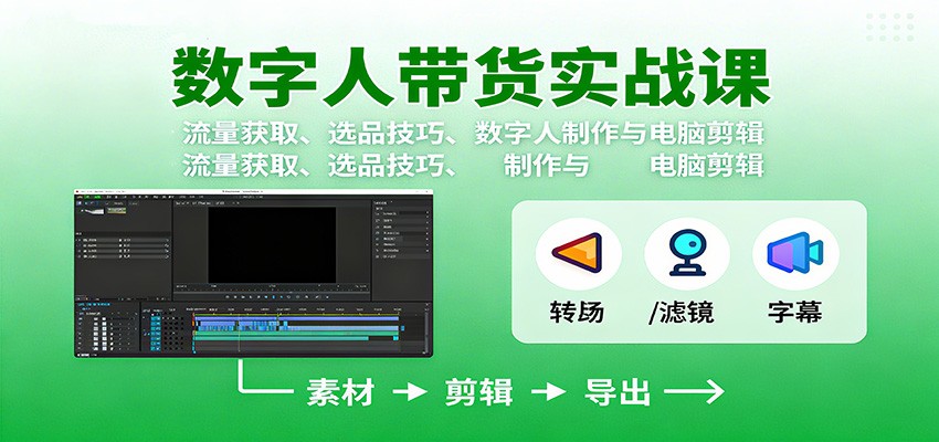 数字人变现实战课：流量获取、选品技巧、数字人制作与电脑剪辑-瀚洪创业网